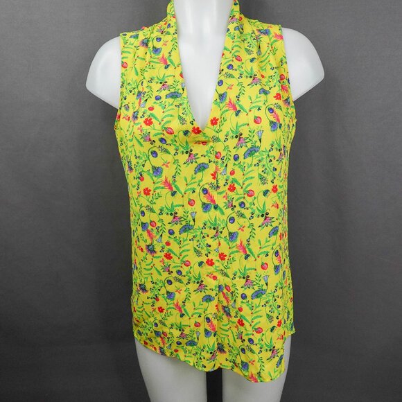 Rose Olive Top XS Bright Yellow Cottagecore Y2K Loud Luxury Statement Sheer - Picture 1 of 11